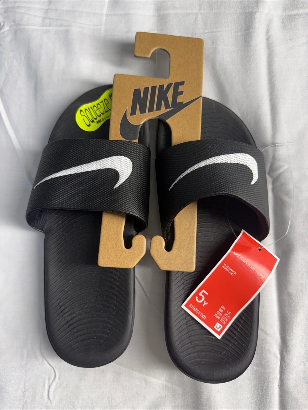 NEW Nike Black Slide Sandals with White Swoosh for Kids